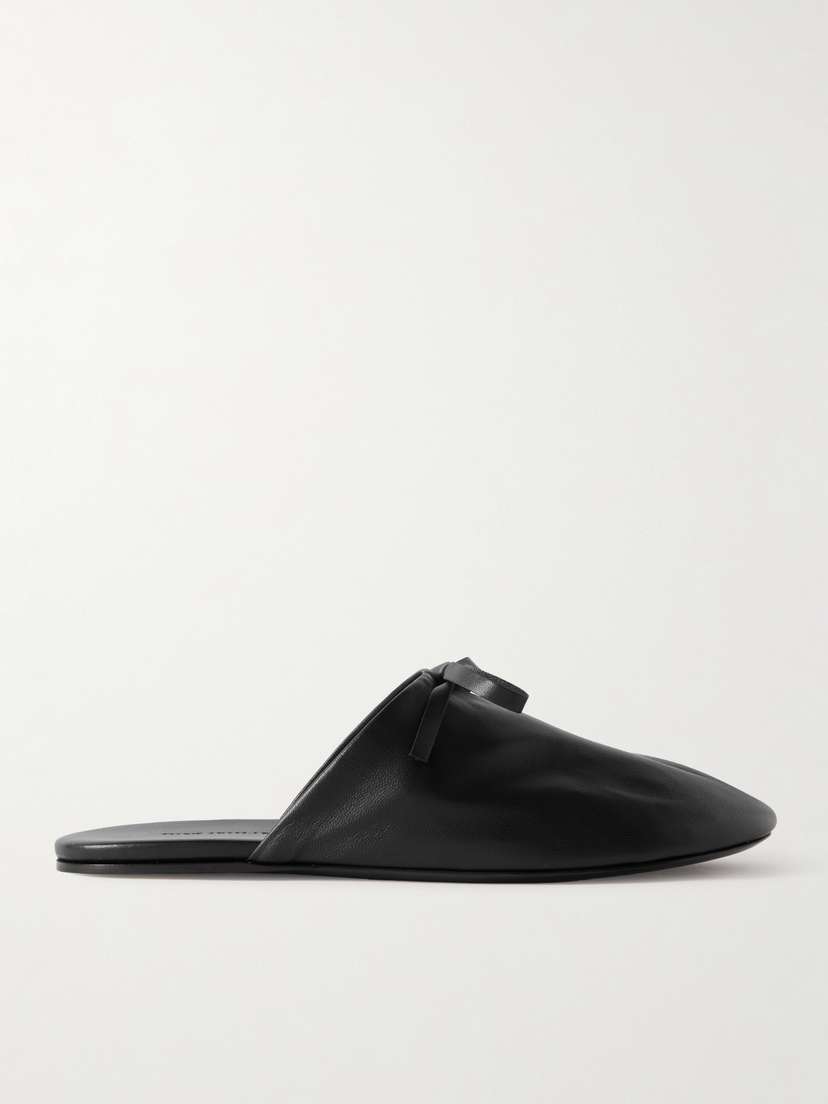Marie Adam-Leenaerdt Bow-embellished Leather Slippers