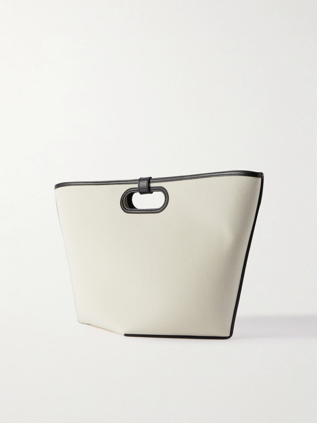 Alaïa Folded Large Leather-trimmed Canvas Tote Bag In Off-white