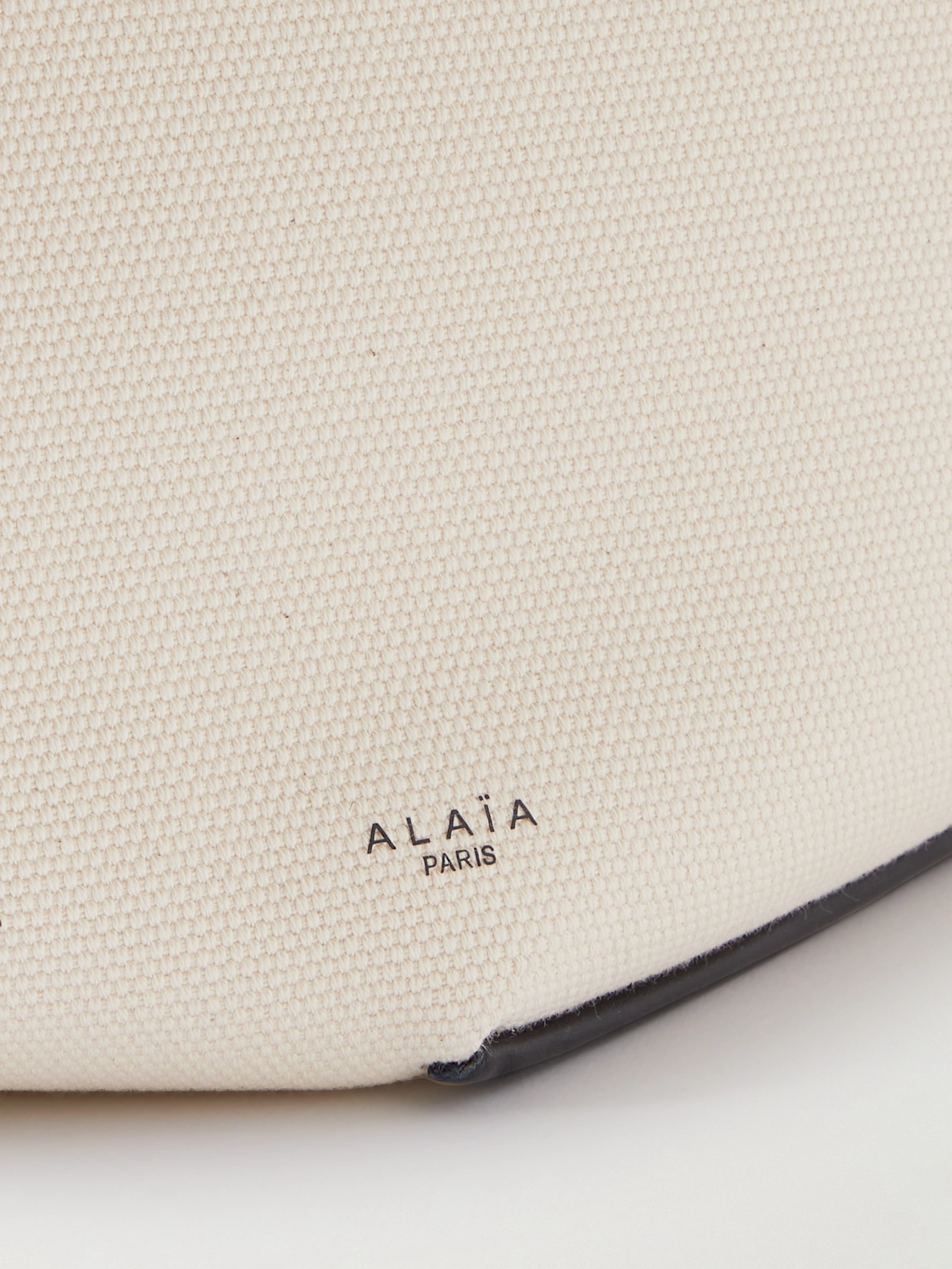 Alaïa Folded Large Leather-trimmed Canvas Tote Bag In Off-white