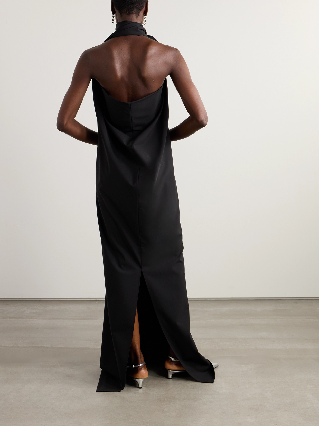 Marie Adam-leenaerdt Cutout Wool Halterneck Maxi Dress In Black