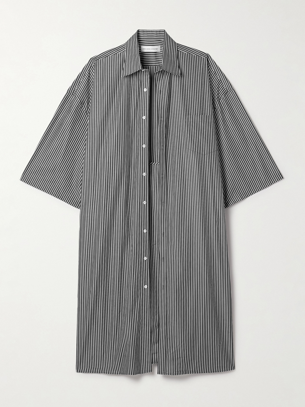 Marie Adam-Leenaerdt - Layered Striped Cotton-poplin Midi Dress - Charcoal