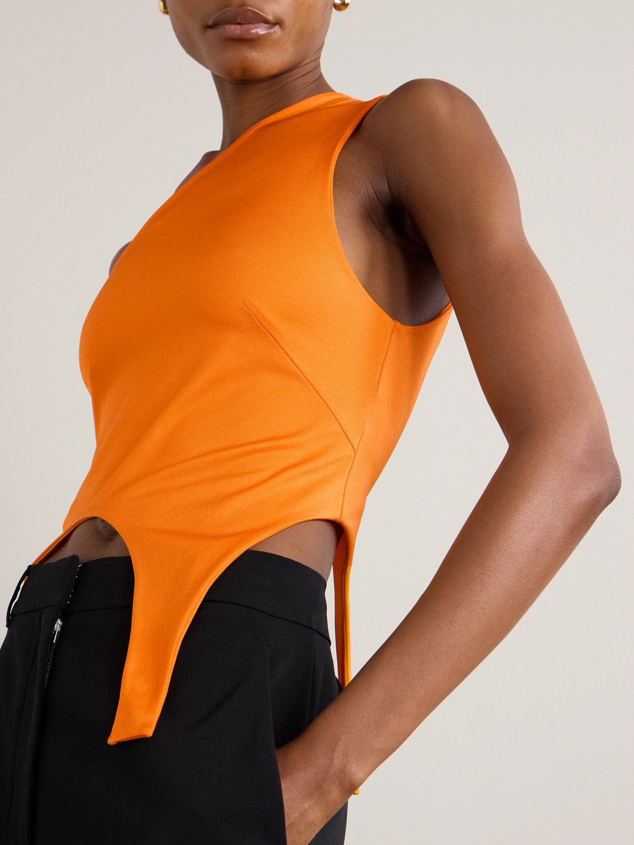One-Shoulder Asymmetric Jersey Top