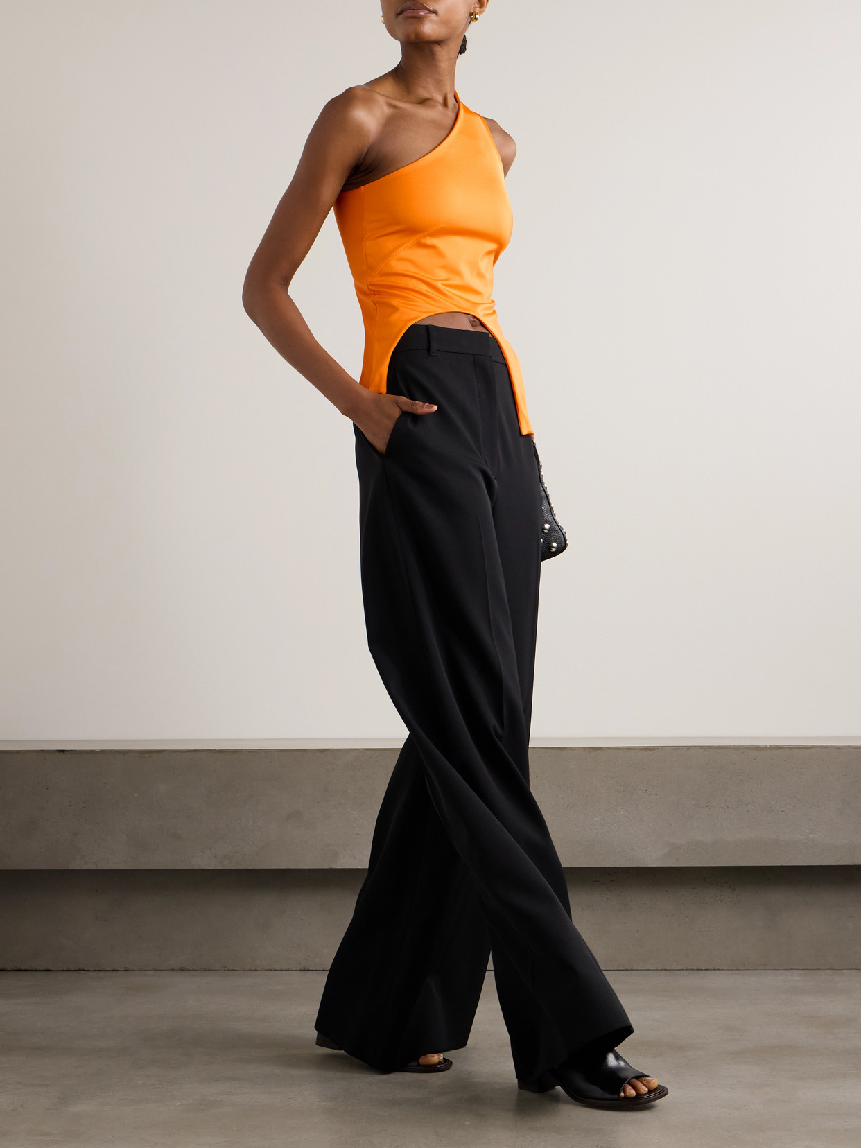 One-Shoulder Asymmetric Jersey Top