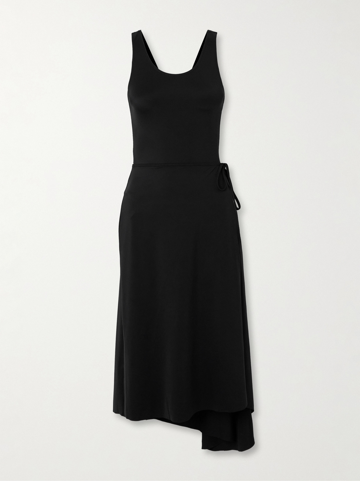 Marie Adam-leenaerdt Asymmetric Stretch-scuba Midi Wrap Dress In Black