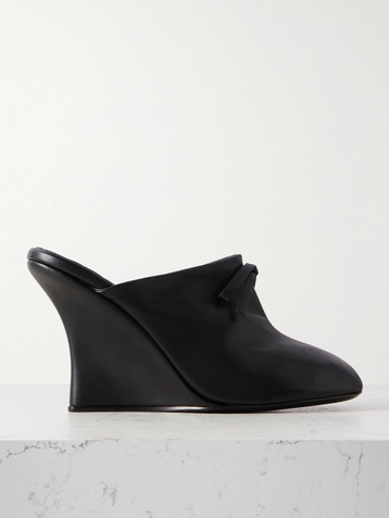Marie Adam-leenaerdt Bow-embellished leather wedge mules