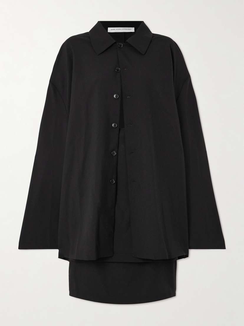 Marie Adam-Leenaerdt Cape-effect Wool-blend Midi Shirt Dress