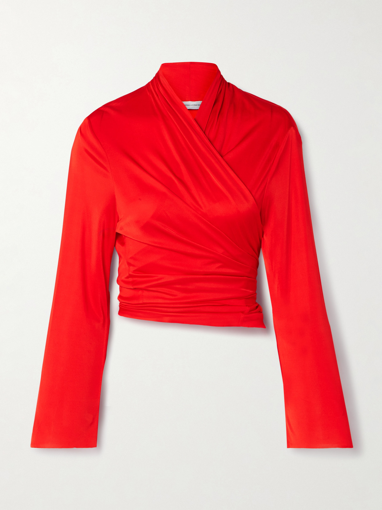 Marie Adam-leenaerdt Satin-jersey Wrap Top In Red