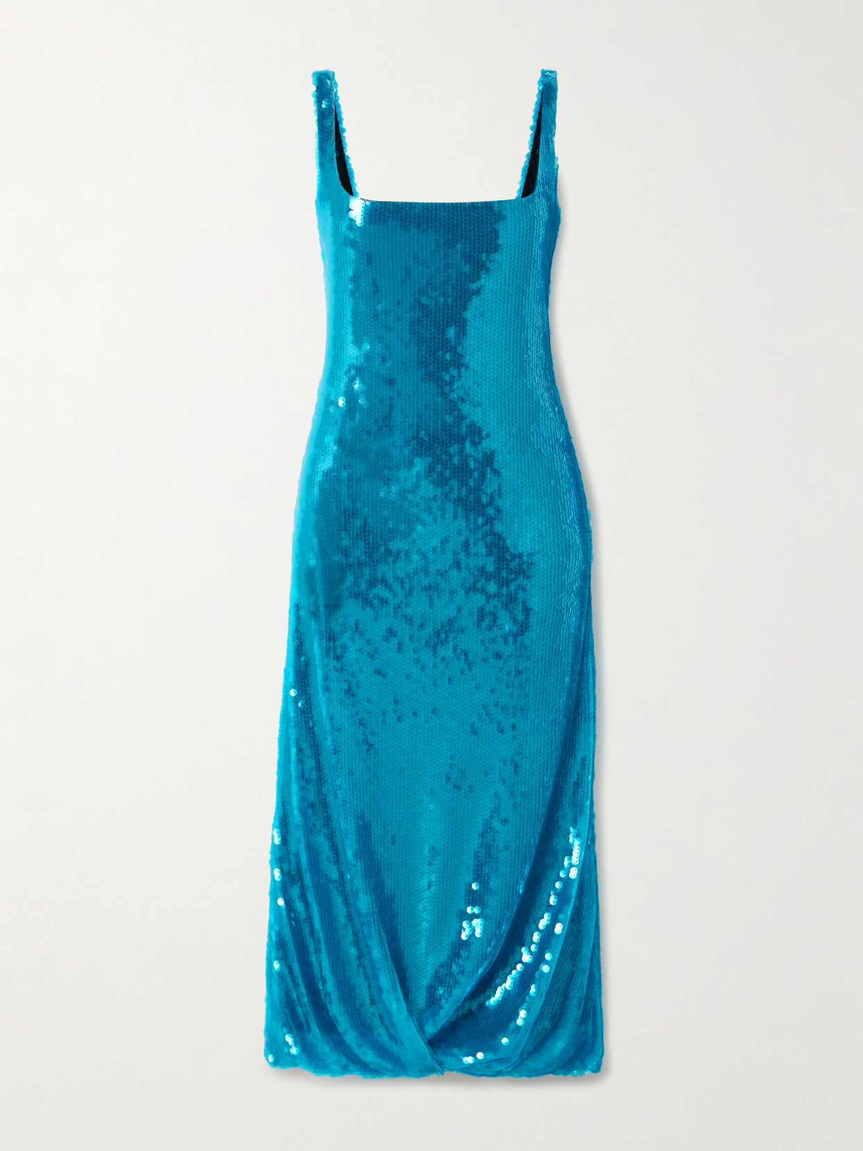 16arlington Sidd Gathered Sequined Mesh Midi Dress In Blue