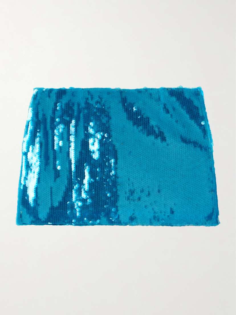 16Arlington Quattro Sequined Satin-twill Mini Skirt - UK 16