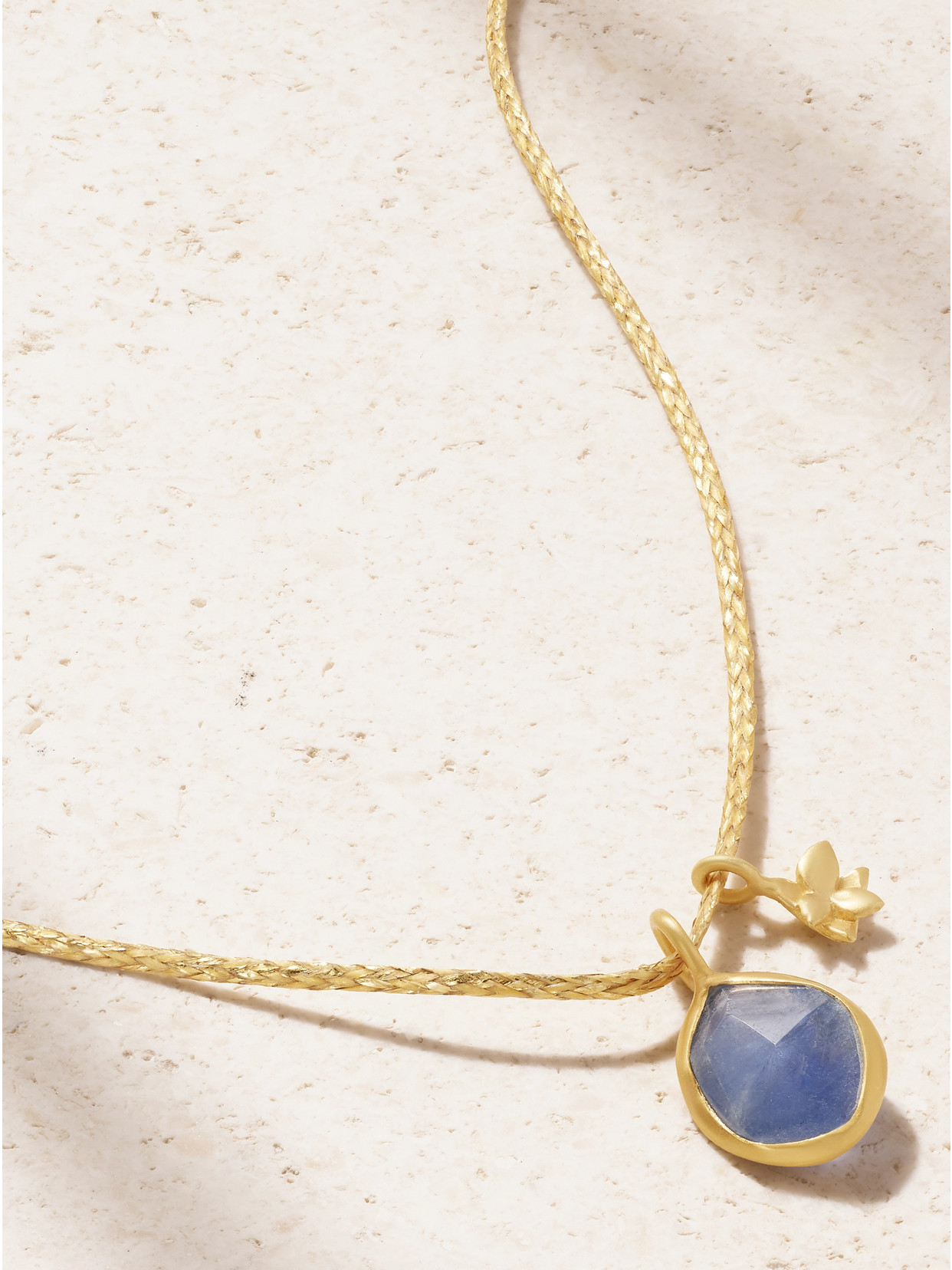 Pippa Small 18-karat Gold, Cord And Sapphire Necklace In Green