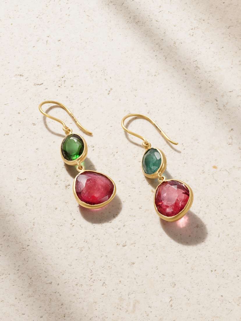 Pippa Small Iris 18-karat Gold Tourmaline Earrings