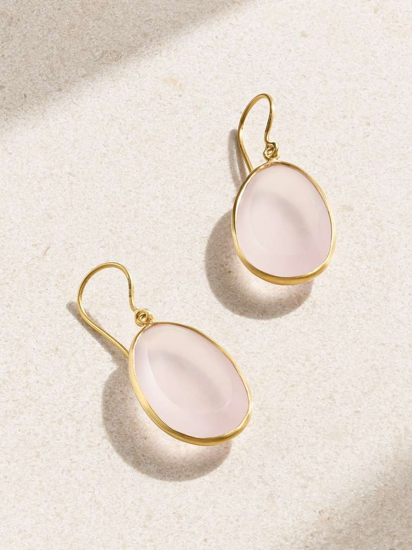 Pippa Small 18-karat Gold Rose Quartz Earrings