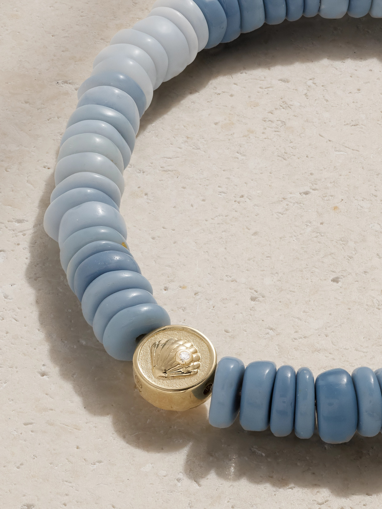 Sydney Evan Starfish Clam 14-karat Gold, Opal And Diamond Bracelet In Gold