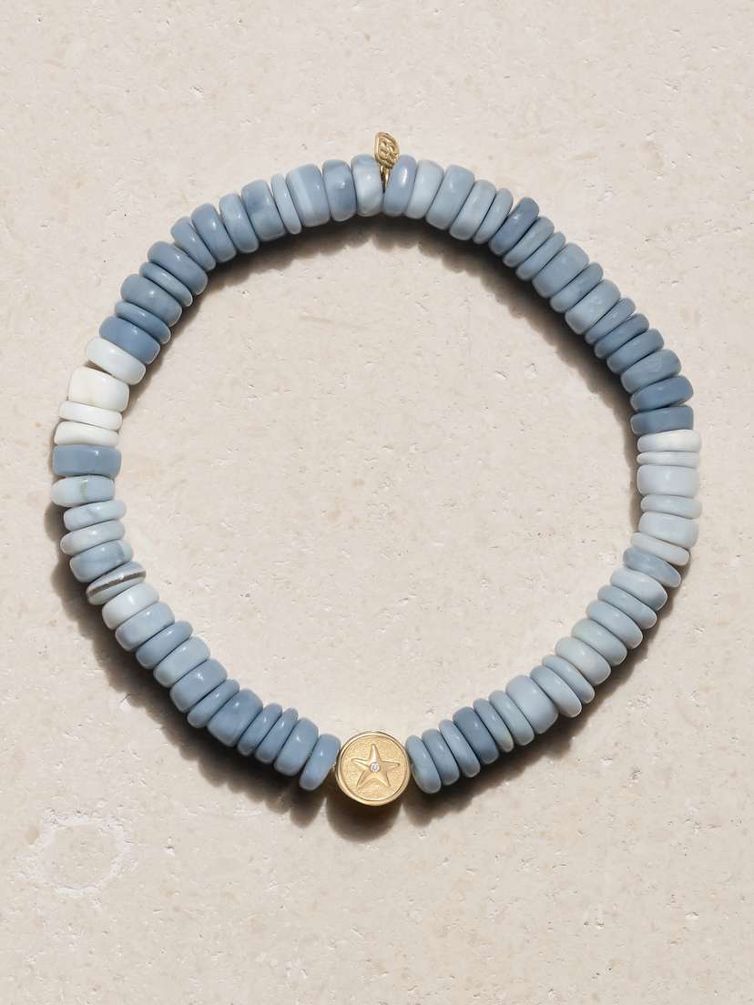 Sydney Evan Starfish Clam 14-karat Gold, Opal And Diamond Bracelet