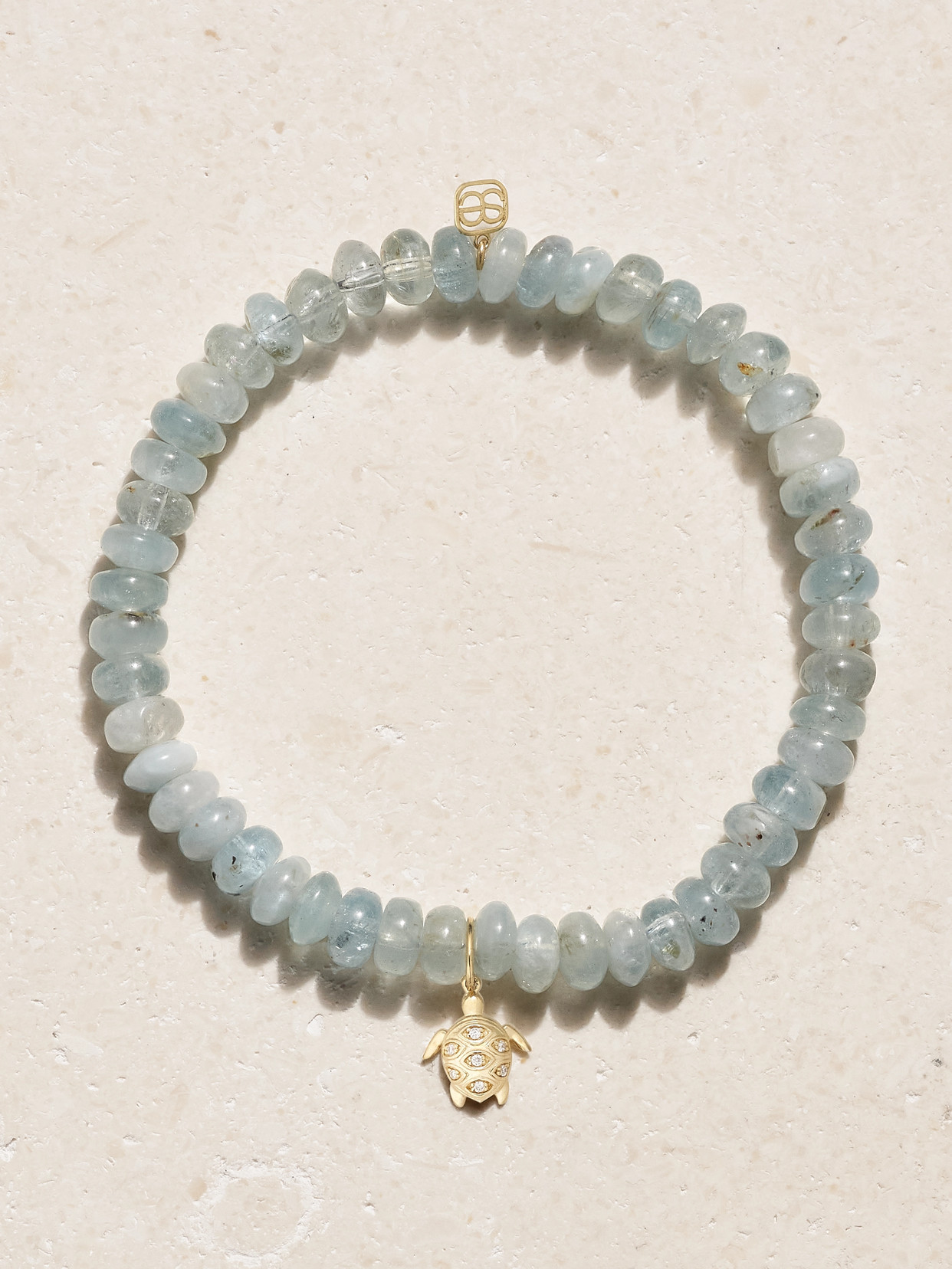 Sydney Evan Small Turtle Marquise Eye 14-karat Gold, Aquamarine And Diamond Bracelet