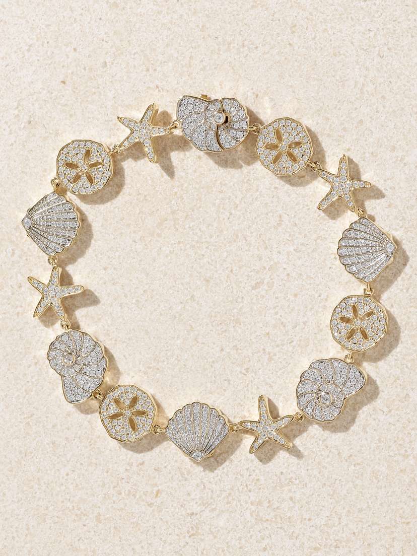 Sydney Evan Sea Life 14-karat Gold Diamond Bracelet