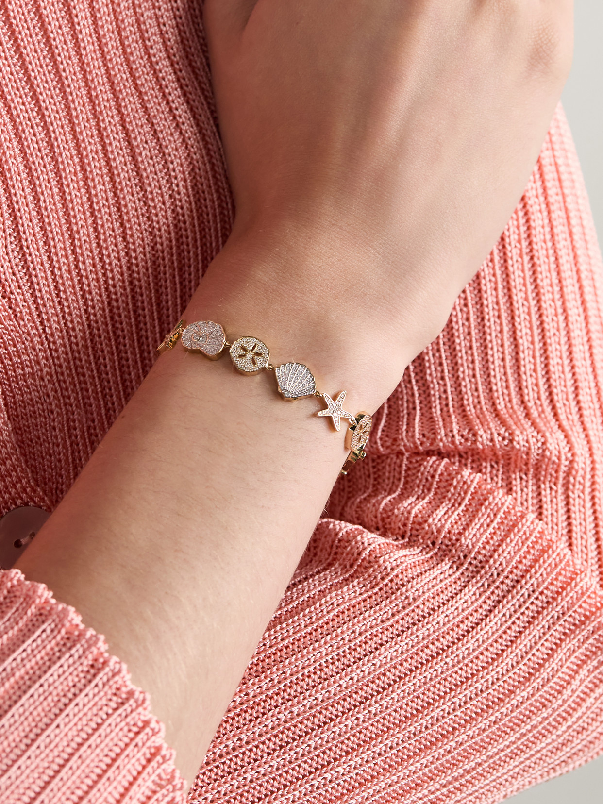 Sydney Evan Sea Life 14-karat Gold Diamond Bracelet In Gold