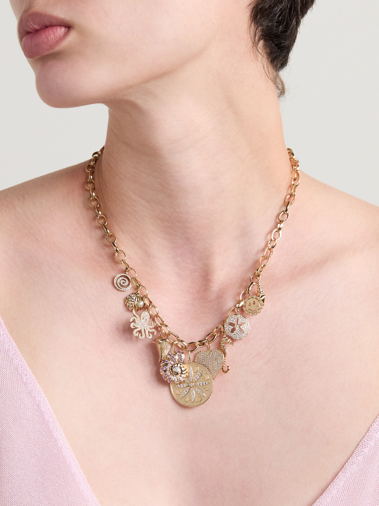 Sydney Evan Under The Sea 14-karat Gold Multi-stone Necklace In Gold