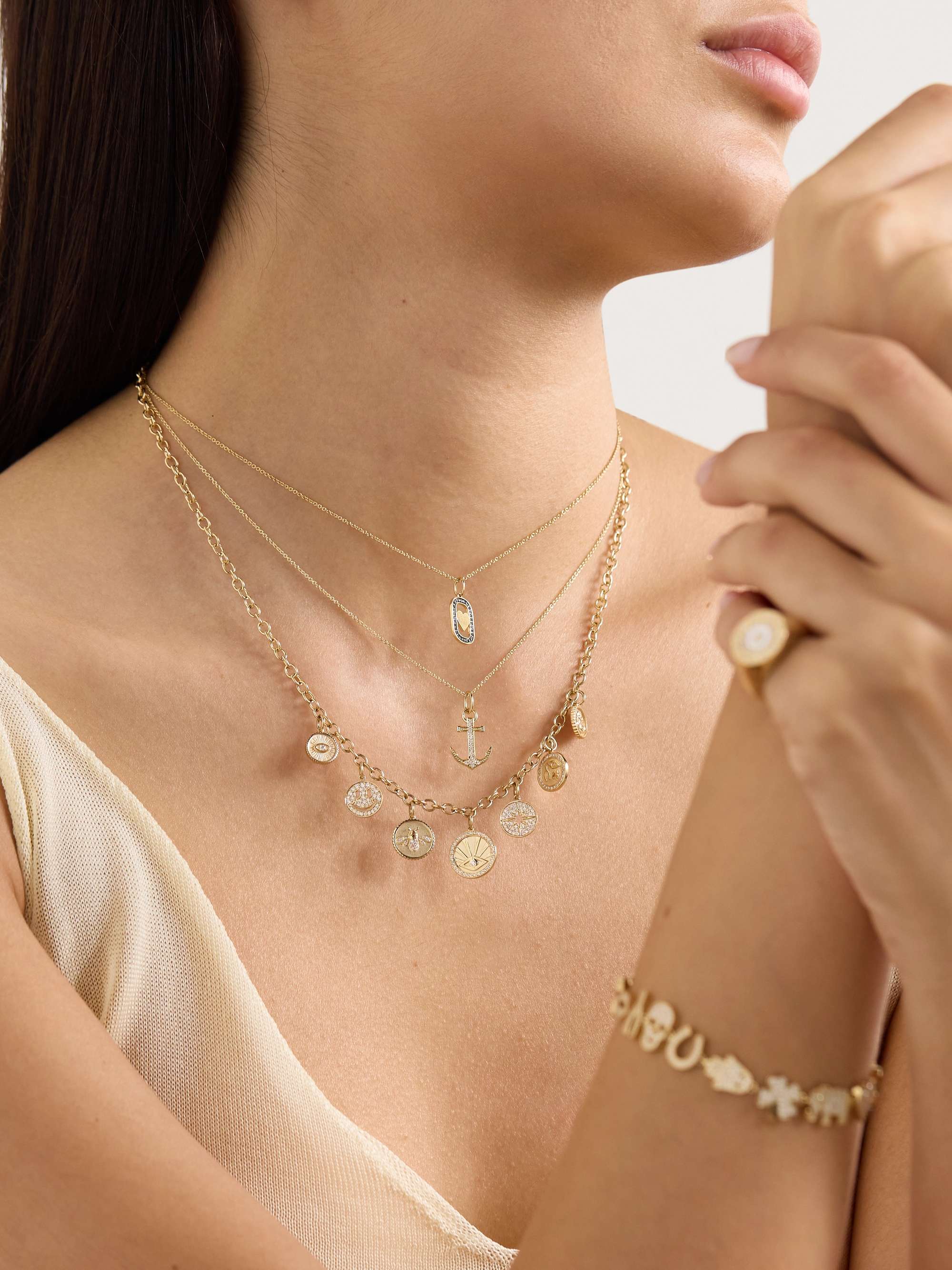 SYDNEY EVAN Medallions 14-karat gold diamond necklace