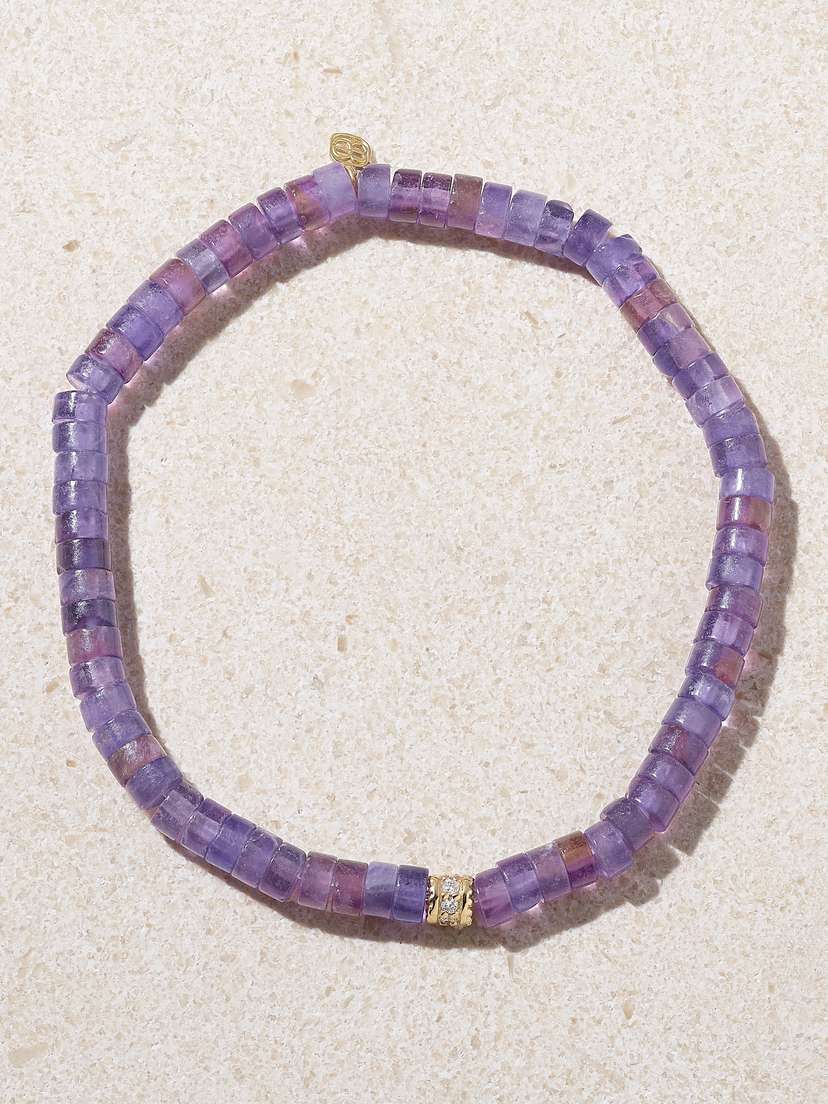 Sydney Evan 14-karat Gold, Amethyst And Diamond Bracelet