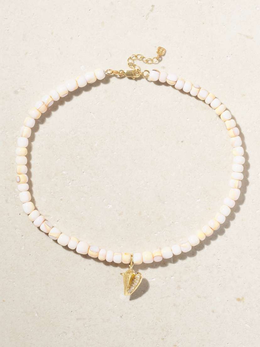 Sydney Evan Conch 14-karat Gold, Shell And Diamond Anklet
