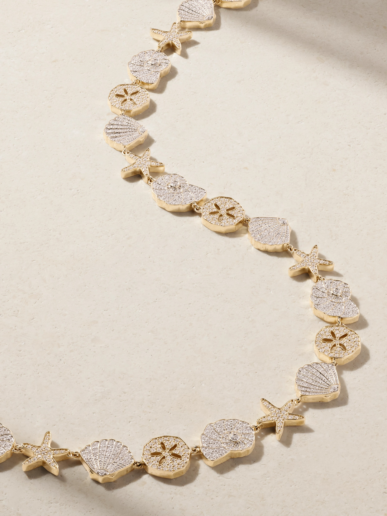 Sydney Evan Sea Life 18-karat Yellow And White Gold Diamond Necklace In Gold