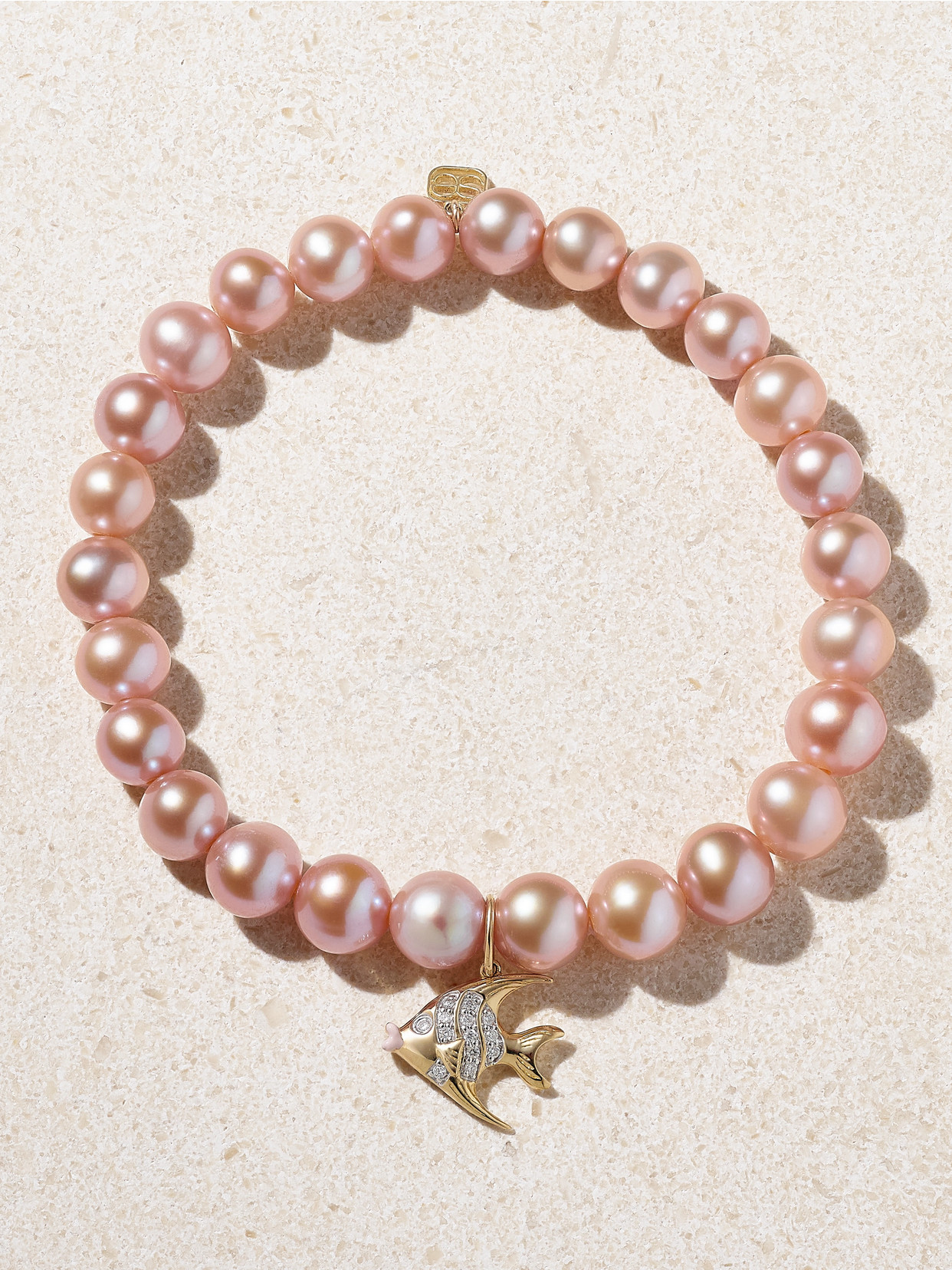 SYDNEY EVAN ANGEL FISH 14-KARAT GOLD, ENAMEL PEARL AND DIAMOND BRACELET