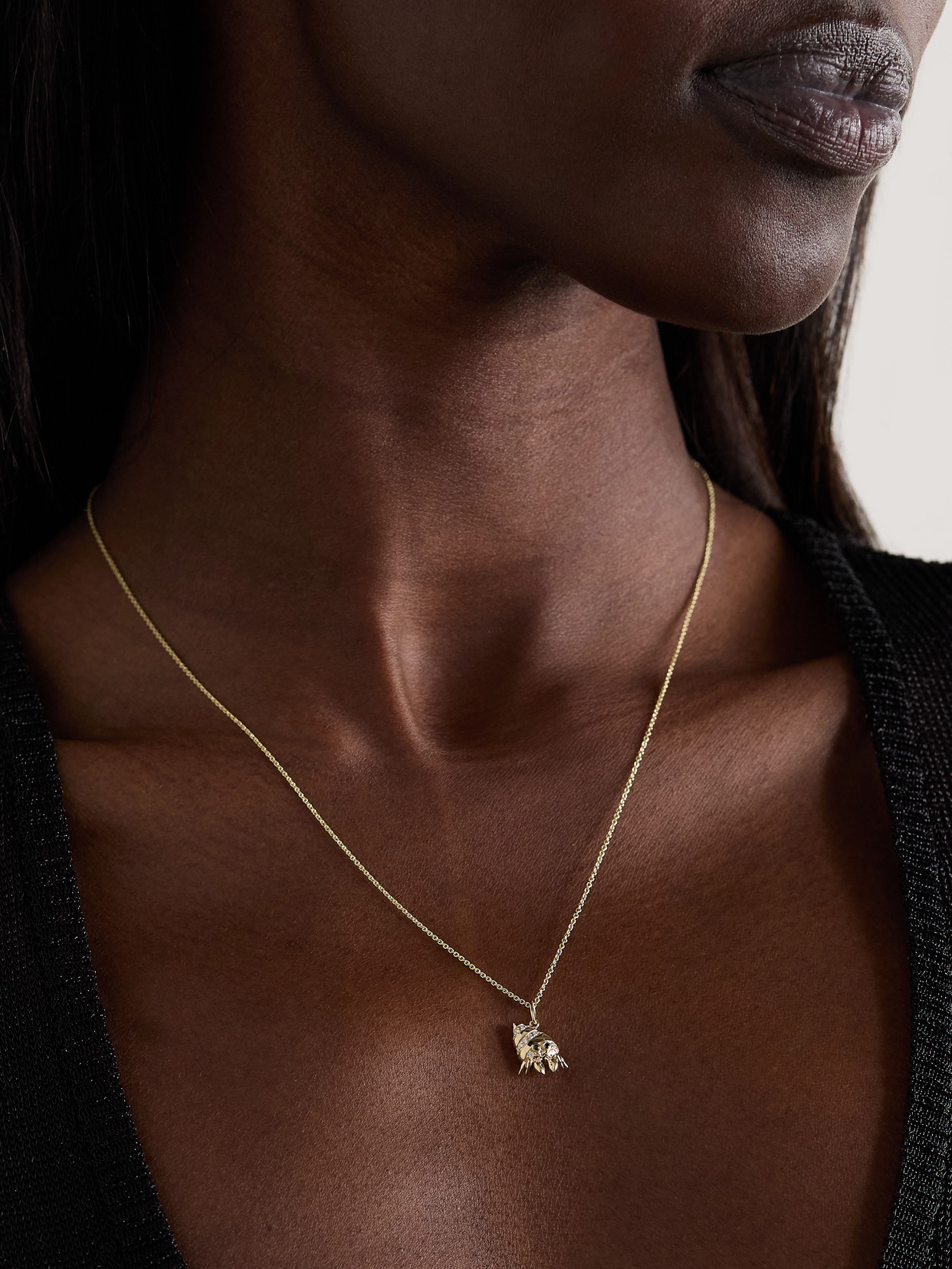 Sydney Evan Hermit Crab 14-karat Gold Diamond Necklace In Gold