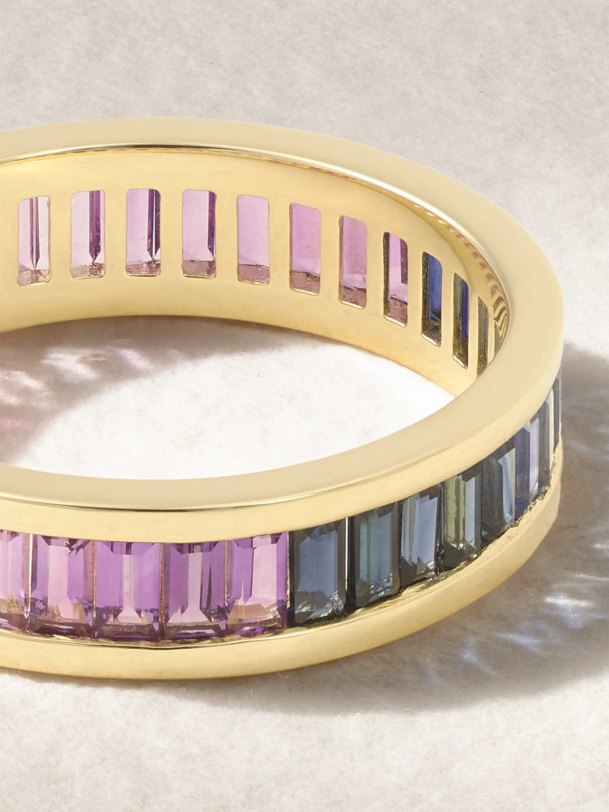 Sydney Evan 14-karat Gold, Sapphire And Amethyst Eternity Ring In Gold