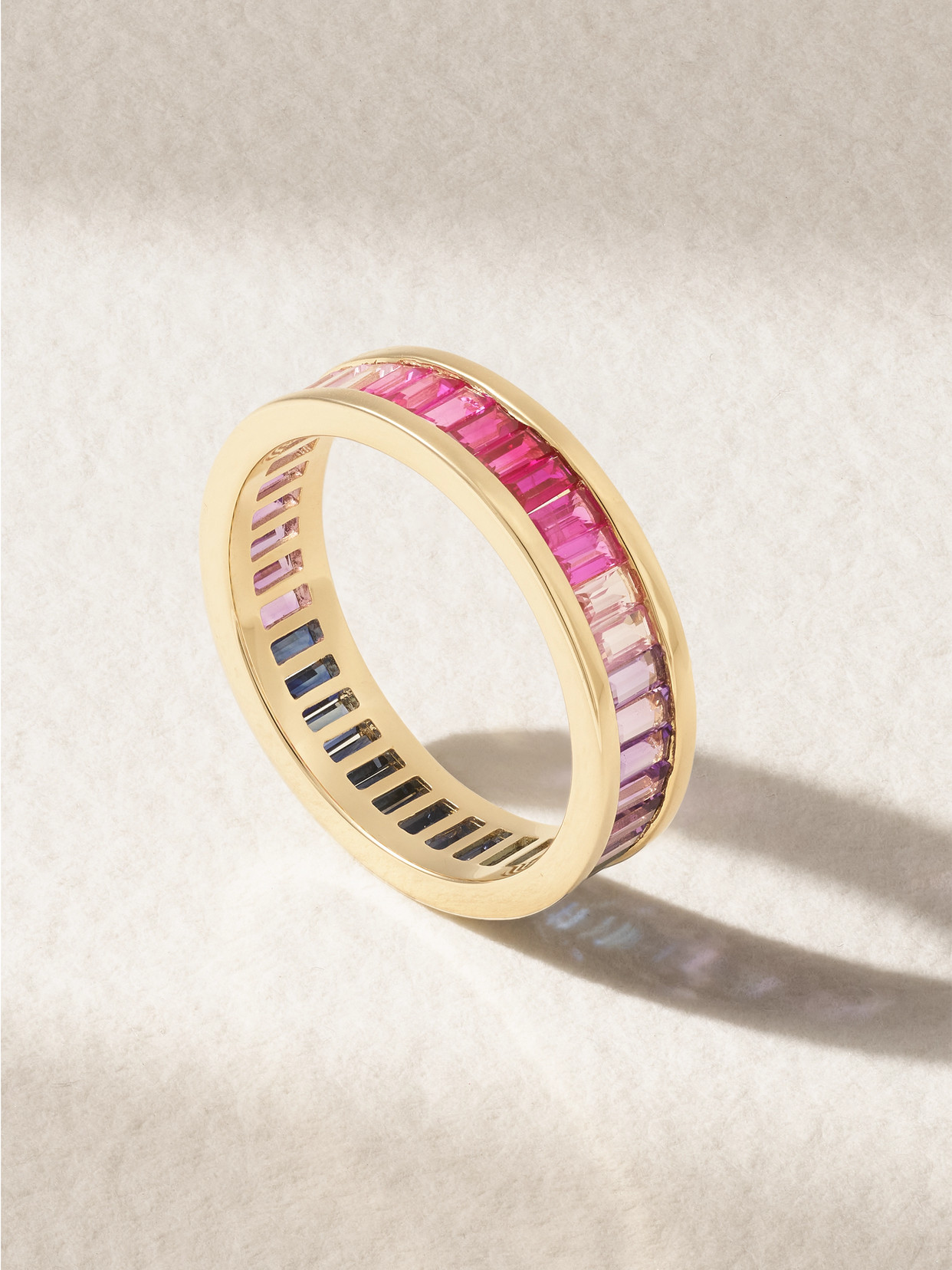 Sydney Evan - 14-karat Gold, Sapphire And Amethyst Eternity Ring - 6