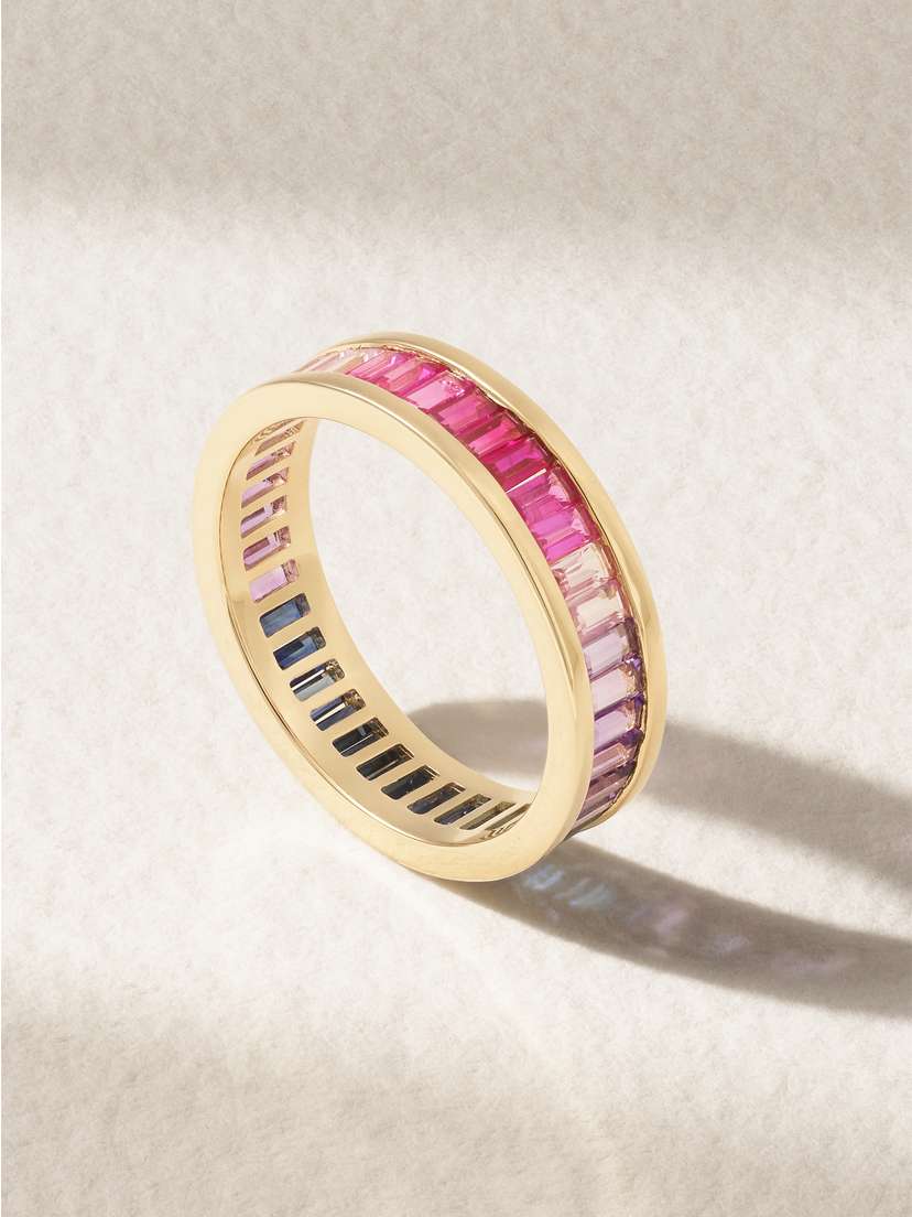 Sydney Evan 14-karat Gold, Sapphire And Amethyst Eternity Ring