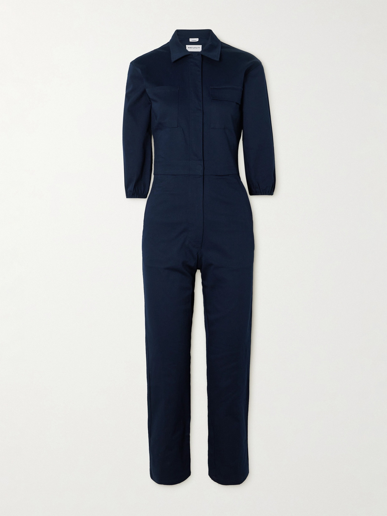 Rivet Utility Charmer Stretch-cotton Twill Jumpsuit In Blue