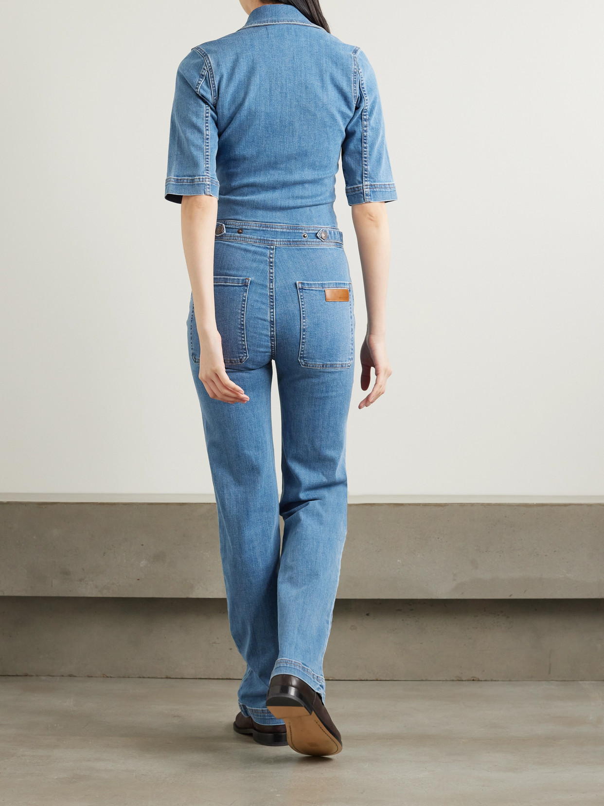 Rivet Utility Rowdy Stretch-denim Jumpsuit In Blue
