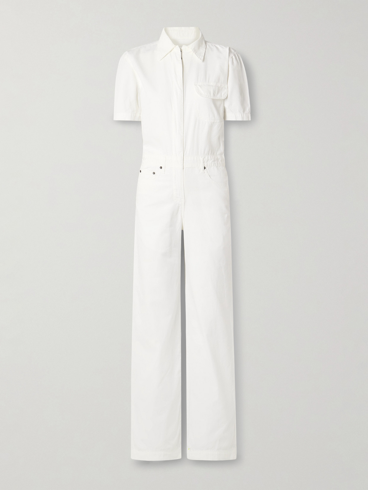 Rivet Utility Girlfriend Cotton-canvas Jumpsuit In White