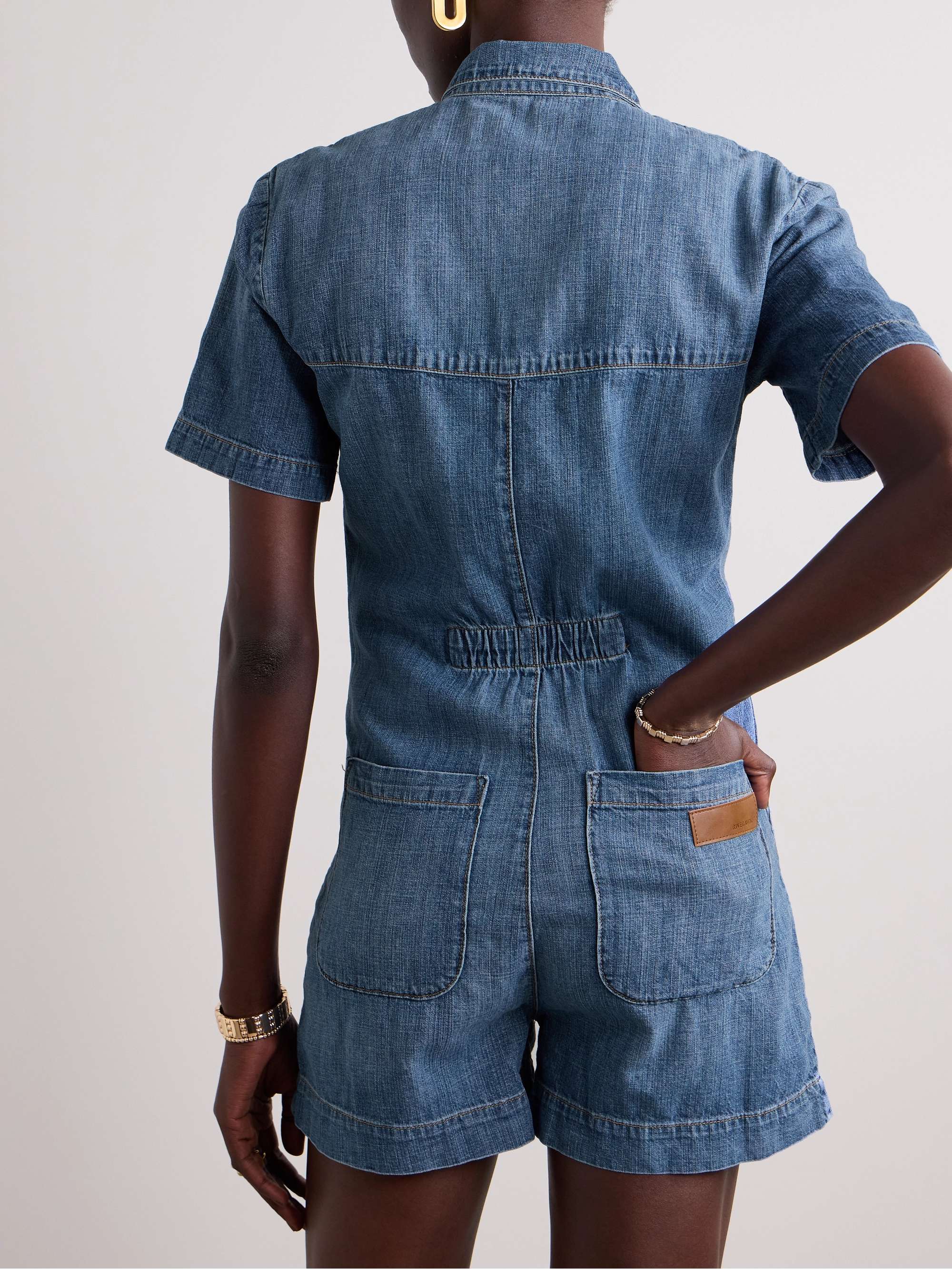 RIVET UTILITY + NET SUSTAIN Runaround linen playsuit