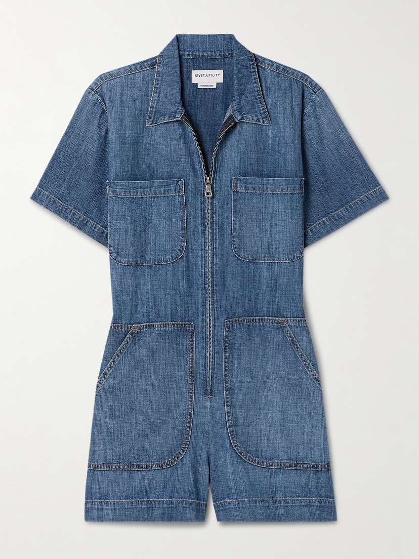 Rivet Utility Runaround Denim Playsuit - x large