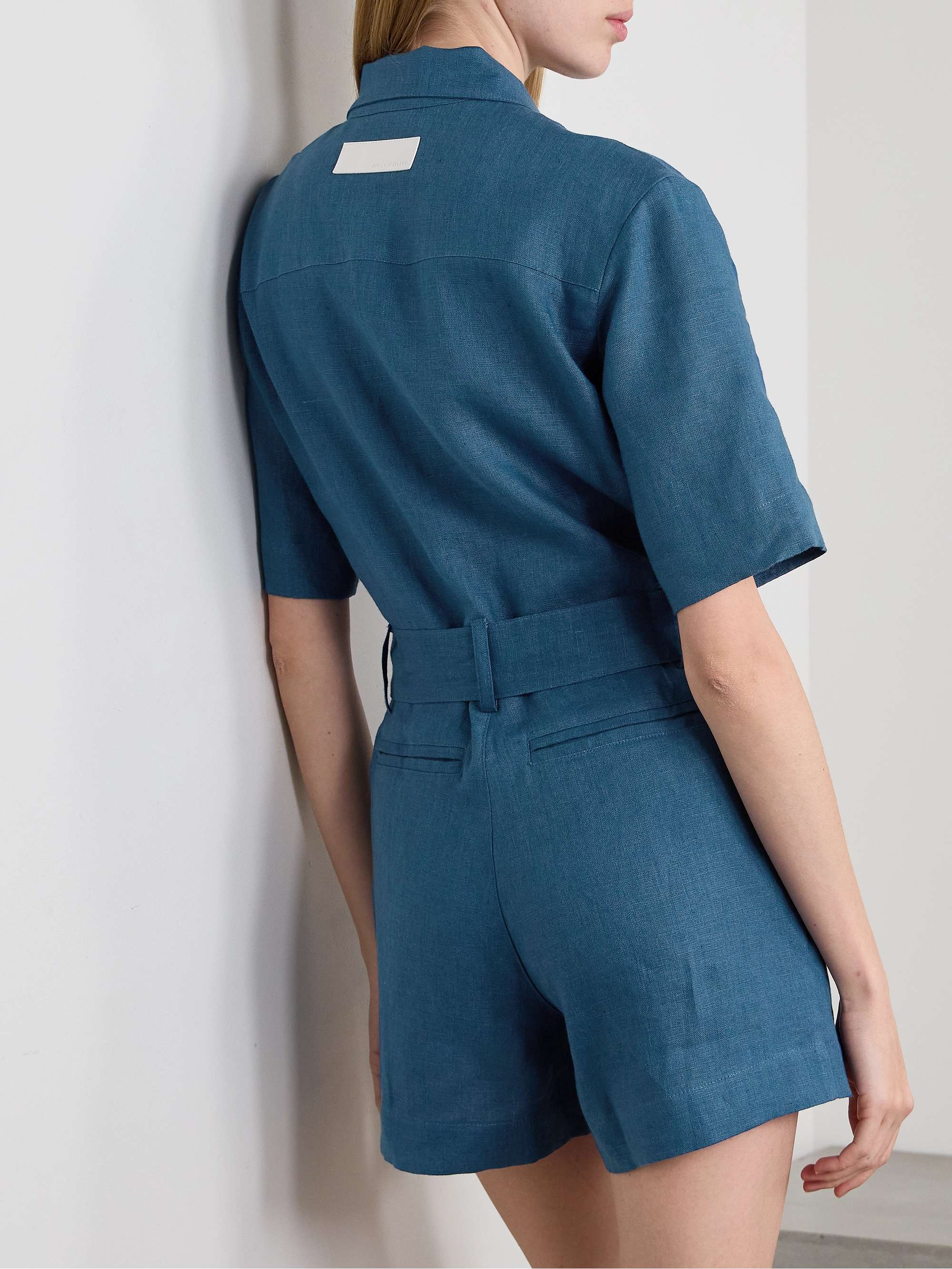 RIVET UTILITY + NET SUSTAIN Influencer belted linen playsuit
