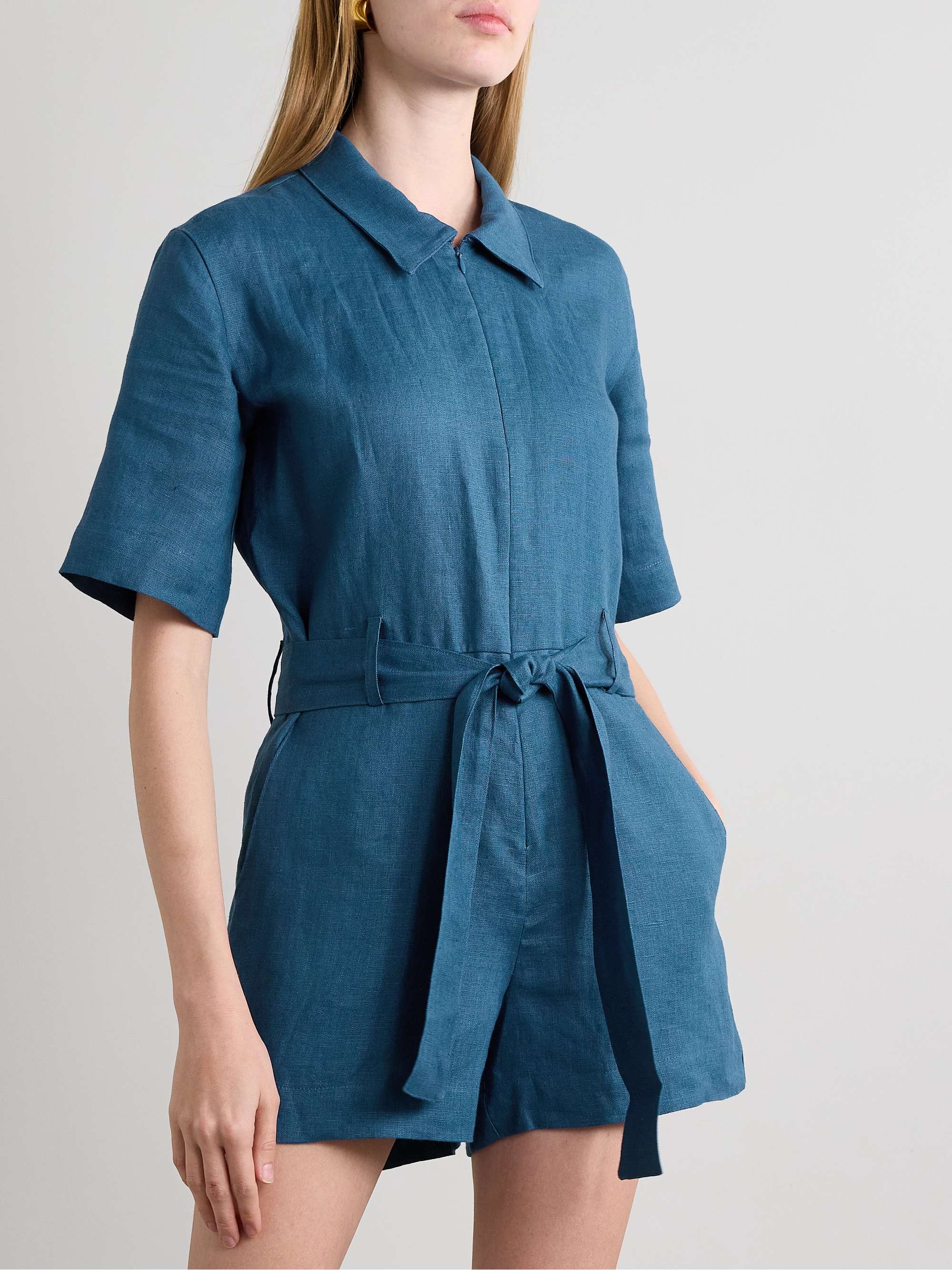 RIVET UTILITY + NET SUSTAIN Influencer belted linen playsuit