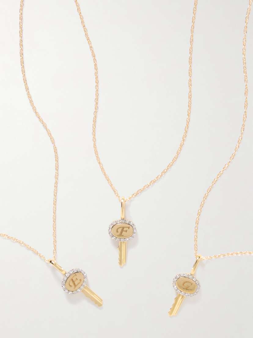 STONE AND STRAND Home Sweet Home 10-karat Gold Diamond Necklace