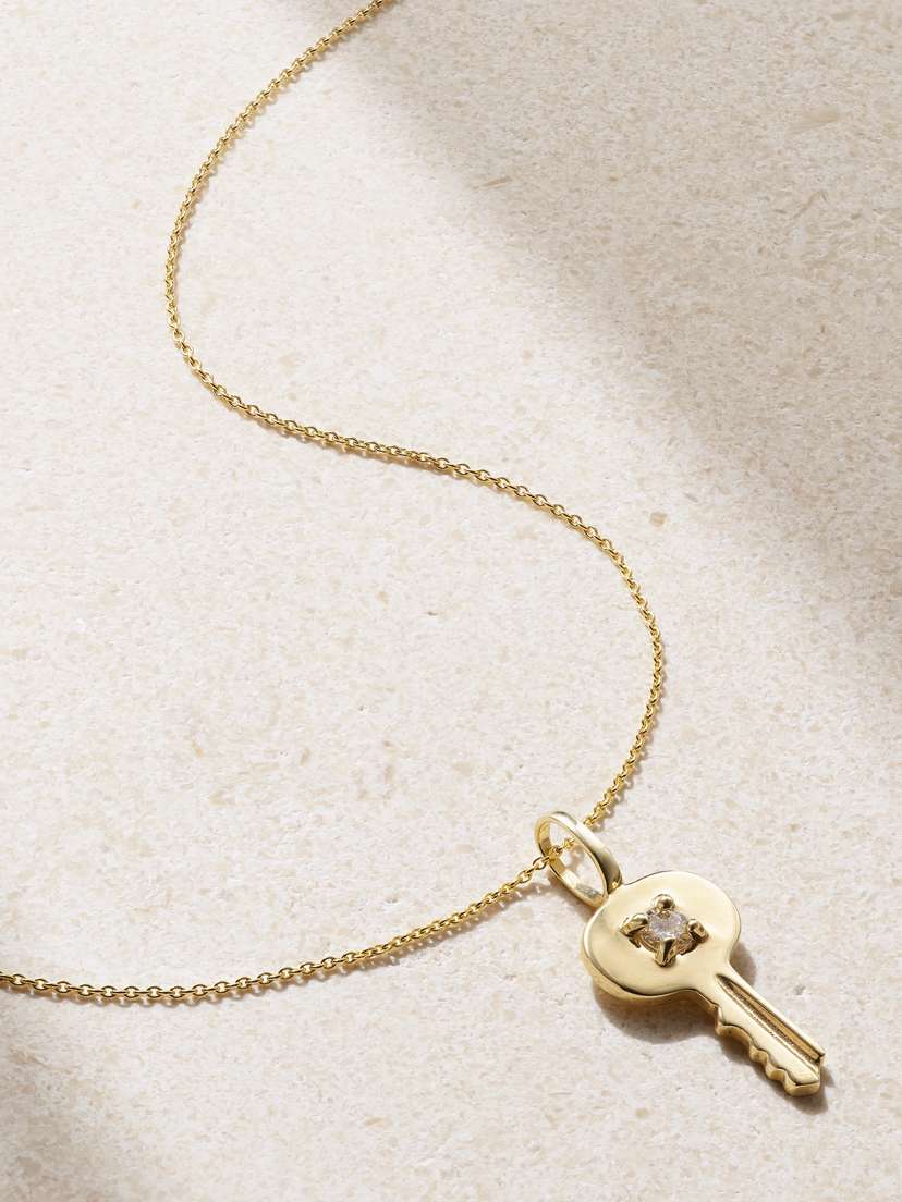 STONE AND STRAND Home Sweet Home 10-karat Gold Diamond Necklace