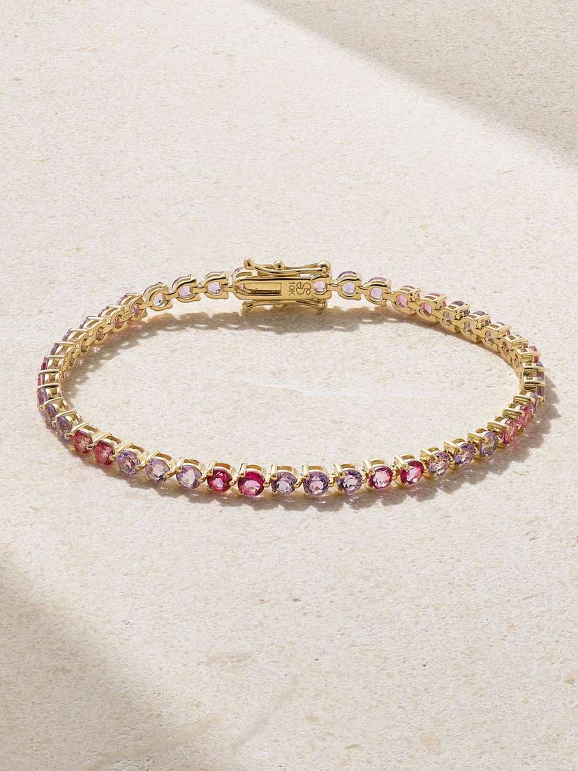 STONE AND STRAND Lavender Haze 10-karat Gold, Amethyst And Topaz Tennis Bracelet
