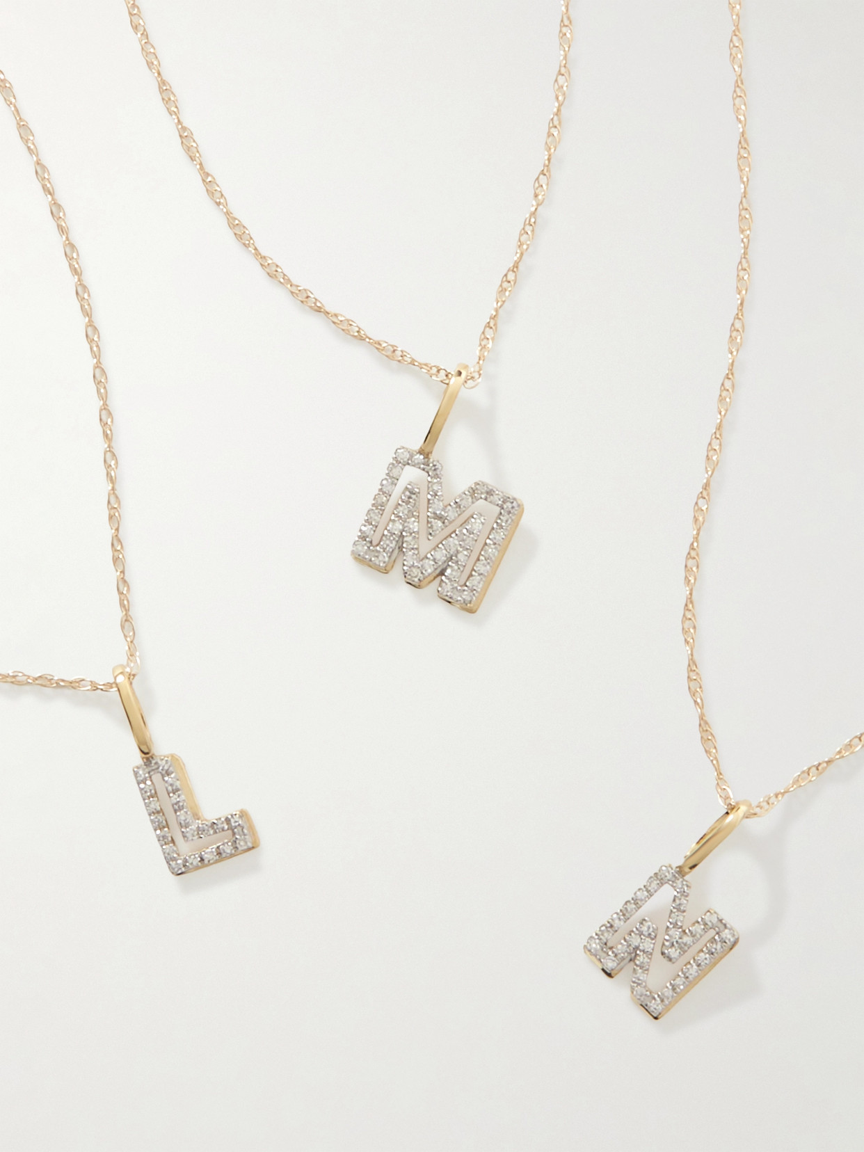 Stone And Strand Varsity Letter 10-karat Gold Diamond Necklace