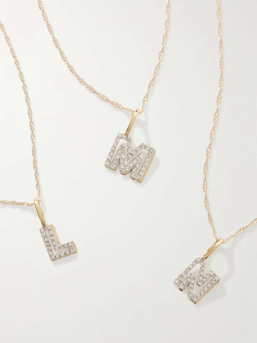 STONE AND STRAND Varsity Initial 10-karat Gold Diamond Necklace