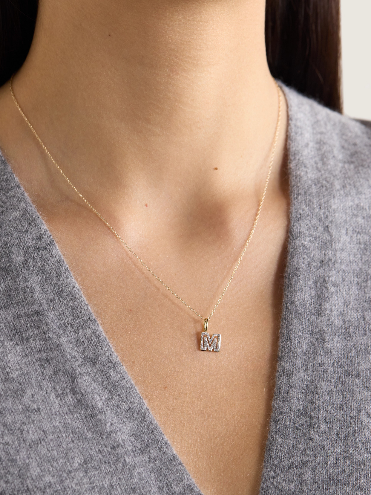 Stone And Strand Varsity Letter 10-karat Gold Diamond Necklace In Gold