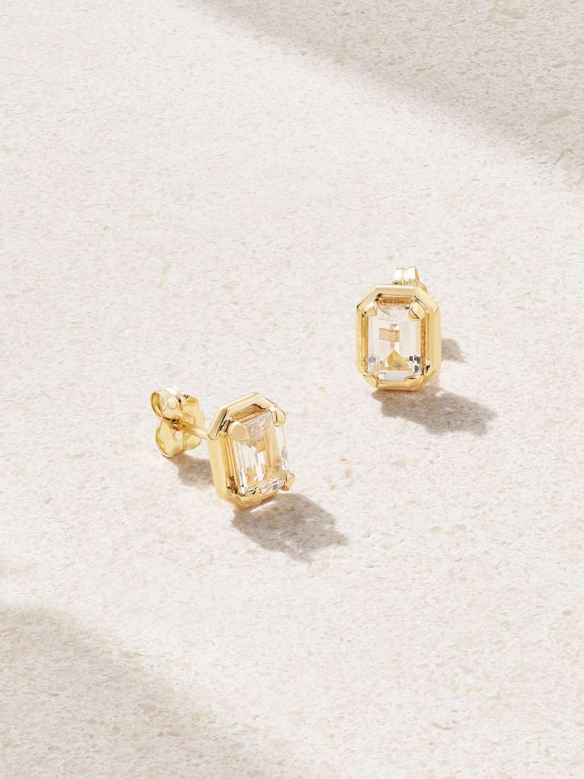 STONE AND STRAND Bonbon April 14-karat Gold Topaz Earrings