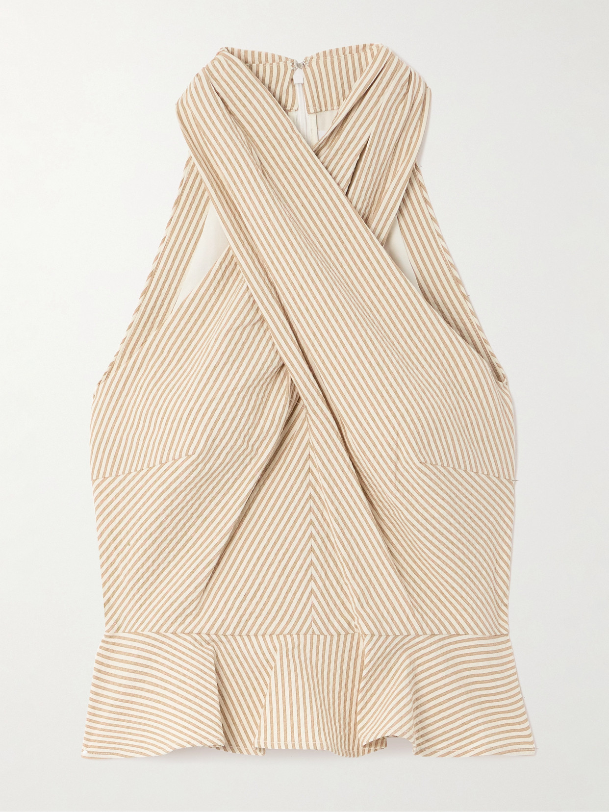 Veronica Beard Drey Seersucker Halter Top In Off-white