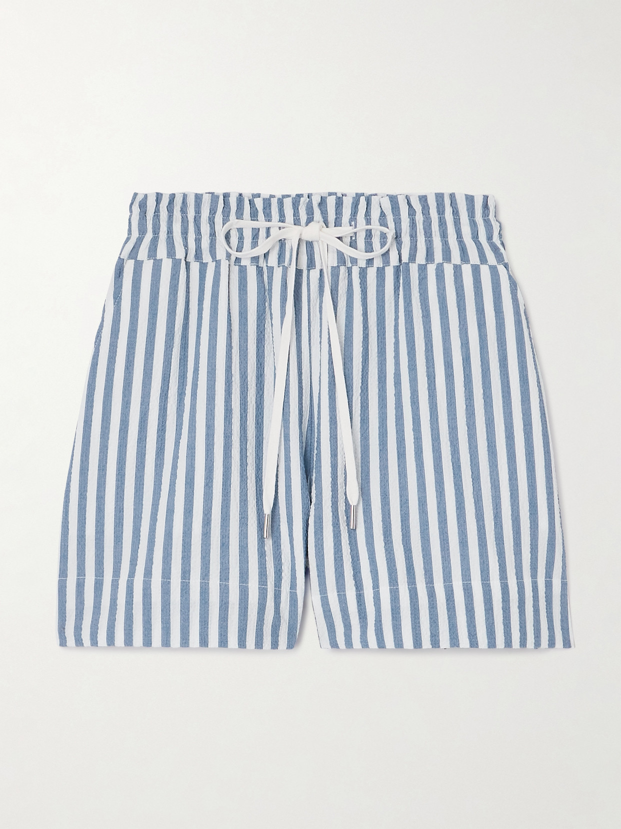 Veronica Beard Tijuana Striped Cotton-blend Seersucker Shorts In Blue