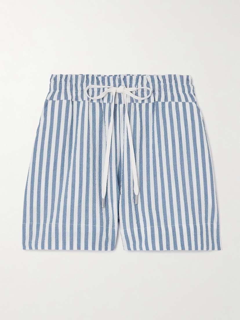 Veronica Beard Tijana Cotton-blend Seersucker Shorts