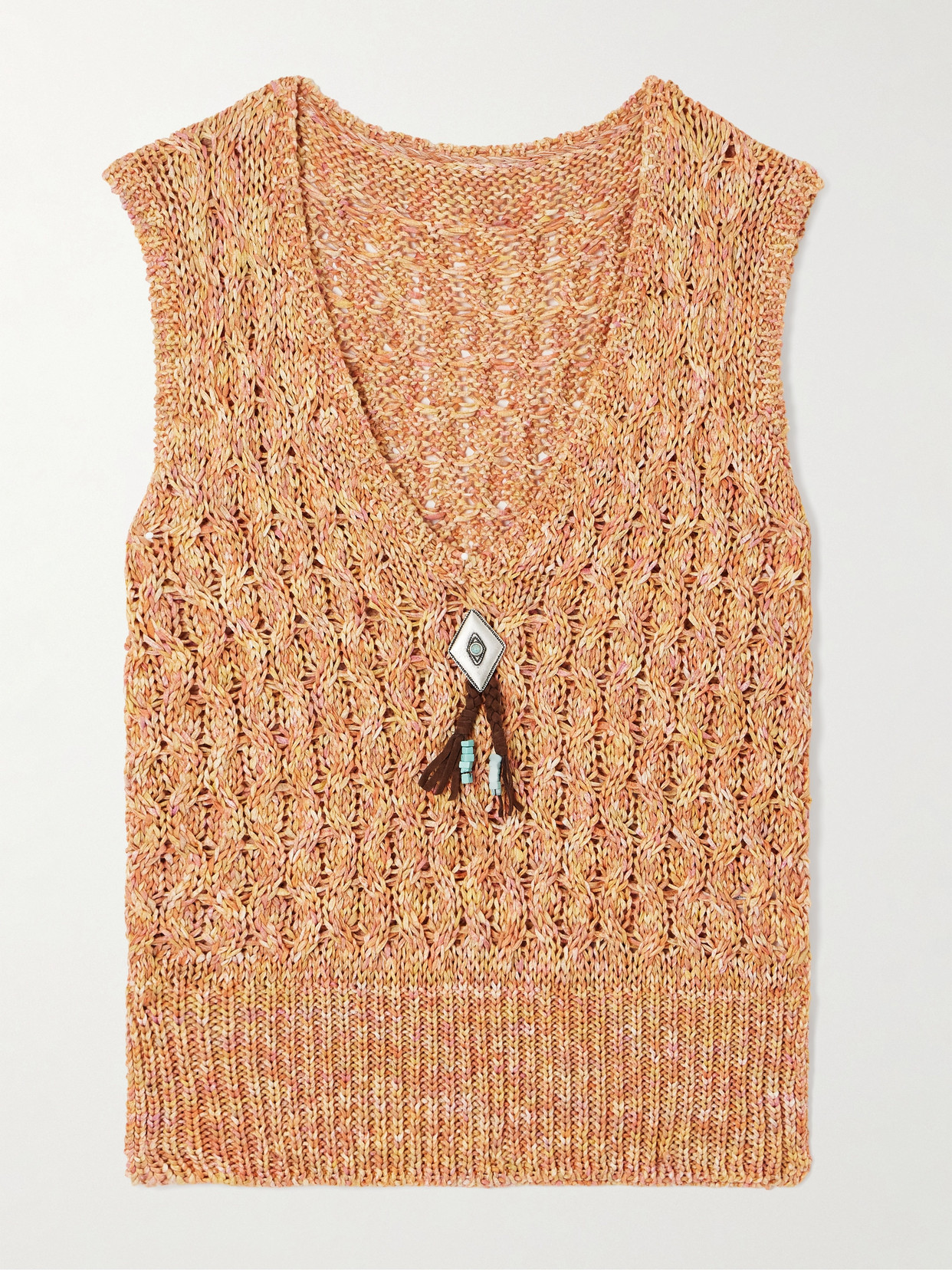 Fortela Cable-knit Cotton Waistcoat In Orange