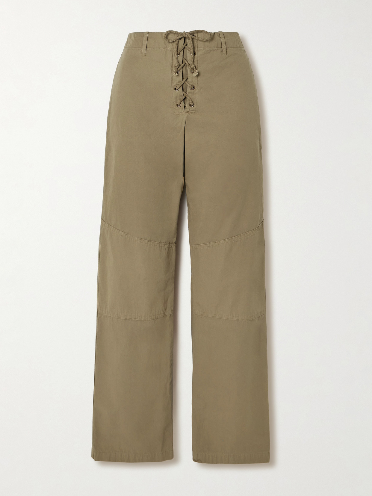 Fortela Rope-trimmed Coated-cotton Straight-leg Trousers In Neutrals